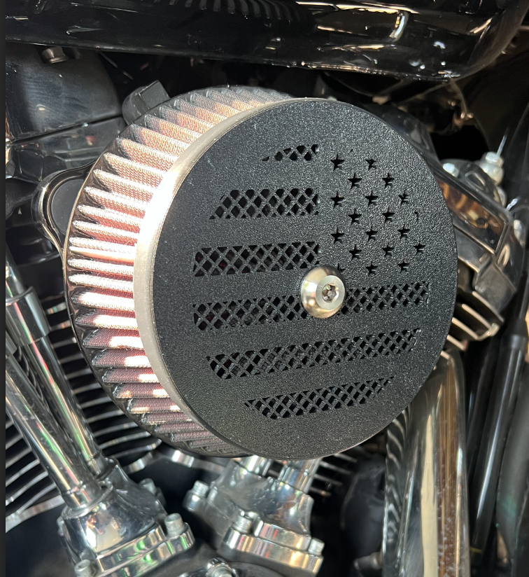 american flag solid - SE Round Extreme-Flow Air Cleaner cover with perforated holes