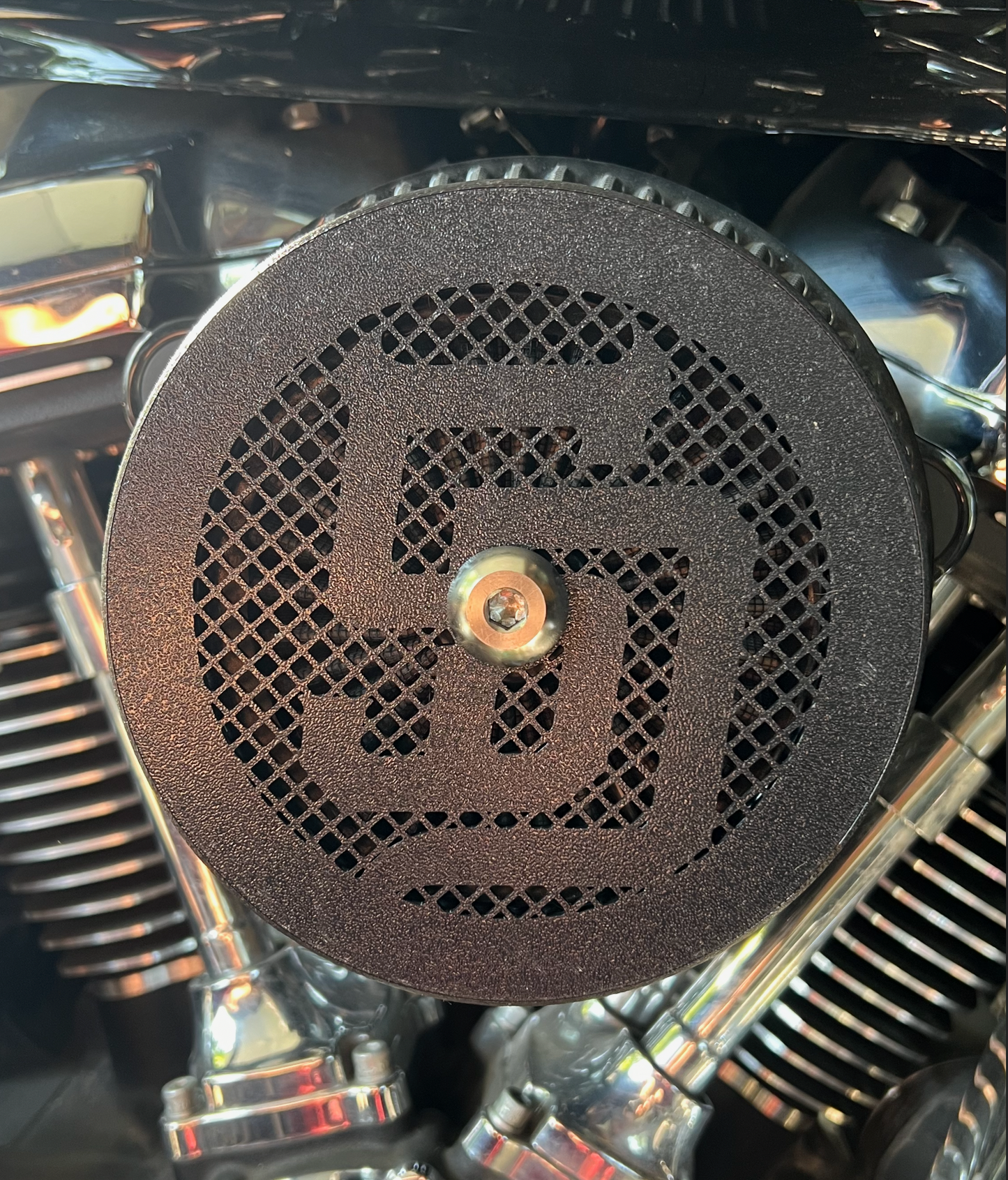 american flag solid - SE Round Extreme-Flow Air Cleaner cover with perforated holes