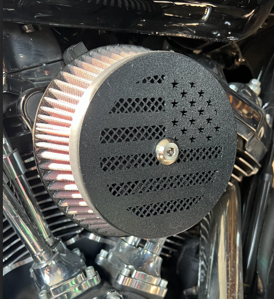 american flag solid - SE Round Extreme-Flow Air Cleaner cover with perforated holes