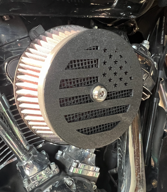 american flag with mesh inset - SE Round Extreme-Flow Air Cleaner cover with perforated holes